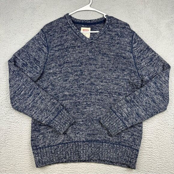 Levis Knit‎ Sweatshirt Mens Medium Blue Gray Pullover Sweater Winter Casual - Picture 1 of 15